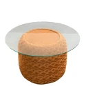 MESA PORTICCI - CENTRO - TRAMAS FEITAS A MÃO - TERRACOTA - VIDRO - Cód.: 3123