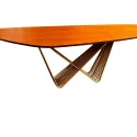 MESA VOLANO - ORGÂNICA - TAMPO MADEIRA IMBUIA - BASE FERRO CHAMPANHE - Cód.: 2450