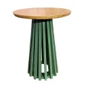 MESA ASTI - LATERAL - TAMPO MADEIRA MEL - BASE LACA VERDE ESCURO - Cód.: 2317