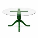MESA ITÁLIA - 1,40Ø - BASE LACA VERDE ESCURO - TAMPO VIDRO - Cód.: 3126