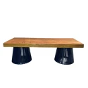 MESA MELZO - RET. - TAMPO MADEIRA - DUAS BASES LACA AZUL ESCURO - Cód.: 3138