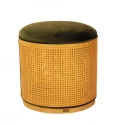 PUFF ROMA - BASE EM PALHA NATURAL - ASSENTO VERDE ESCURO - Cód.: 1167