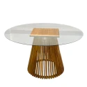 MESA ASTI - 1,40Ø - BASE IMBUIA - TAMPO VIDRO - Cód.: 3120