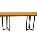 MESA FORLI - BISTRO ALTA COMUNITÁRIA - BASE FERRO PRETO -  TAMPO MADEIRA IMBUIA - Cód.: 1764