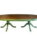 MESA CARRARA - 3,00 m -  TAMPO MADEIRA IMBUIA - BASE LACA VERDE ESCURO - Cód.: 2097