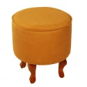 PUFF LECCE - BASE MADEIRA IMBUIA - AVELUDADO OURO - Cód.: 1209