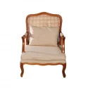 POLTRONA VIVIAN - MADEIRA IMBUIA - ASSENTO E ALMOFADA BEGE - ENCOSTO EM PALHA NATURAL - Cód.: 837