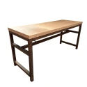 MESA LUGO - BISTRO COMUNITÁRIA ALTA - BASE FERRO AÇO CORTEN - TAMPO FRESNO - Cód.: 3110