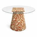 MESA ASTI - 1,40Ø - BASE FLORAL TERRACOTA - TAMPO VIDRO - Cód.: 3141