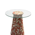MESA ASTI - BISTRO BAIXA - BASE FLORAL TERRACOTA - TAMPO VIDRO - Cód.: 3212