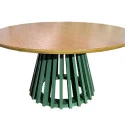 MESA ASTI - CENTRO - TAMPO MADEIRA MEL - BASE LACA VERDE ESCURO - Cód.: 2316