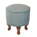 PUFF LECCE - BASE MADEIRA IMBUIA - AVELUDADO AZUL CLARO - Cód.: 1253