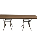 MESA SACILE - TAMPO MADEIRA - BASE AÇO CORTEN - Cód.: 3006