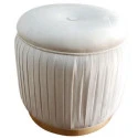 PUFF VÊNETO - DRAPEADO - AVELUDADO - OFF WHITE - Cód.: 1620