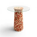 MESA ASTI - BISTRO ALTA - BASE FLORAL TERRACOTA - TAMPO VIDRO - Cód.: 3210