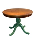 MESA ITÁLIA - 1,20Ø - BASE LACA VERDE ESCURO - TAMPO IMBUIA - Cód.: 2449