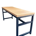 MESA LUGO - BISTRO COMUNITÁRIA ALTA - BASE FERRO AZUL ESCURO - TAMPO FRESNO - Cód.: 3276