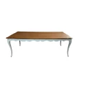 MESA MEDALHÃO - 2,40 m - TAMPO IMBUIA - BASE LACA CINZA CLARO - Cód.: 2395