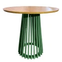 MESA ASTI - BISTRO BAIXA - BASE LACA VERDE ESCURO - TAMPO MADEIRA MEL - Cód.: 2350