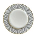 PRATO RASO - NUORO - LISTRADO BRANCO E PRETO - FILETE DOURADO - Cód.: 2302