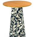MESA ASTI - BISTRO ALTA - BASE FLORAL AZUL - TAMPO MADEIRA MEL - Cód.: 3134