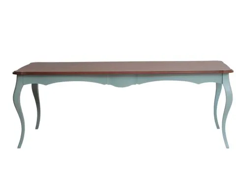MESA RAVENNA - TAMPO MADEIRA IMBUIA - BASE LACA VERDE CLARO - 1 - ST Mob - Locações de mobiliário para eventos