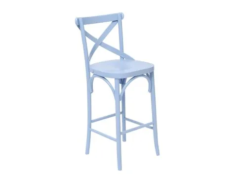 BANQUETA BISTRO PARIS - MADEIRA - LACA AZUL CLARO - 1 - ST Mob - Locações de mobiliário para eventos