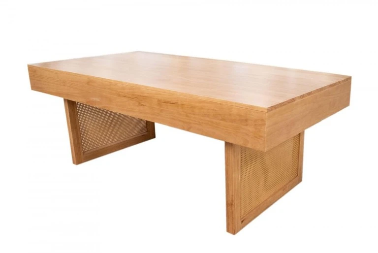 MESA BRÉSCIA - MADEIRA MEL - BASE EM PALHA NATURAL ST Mob - Locações de mobiliário para eventos