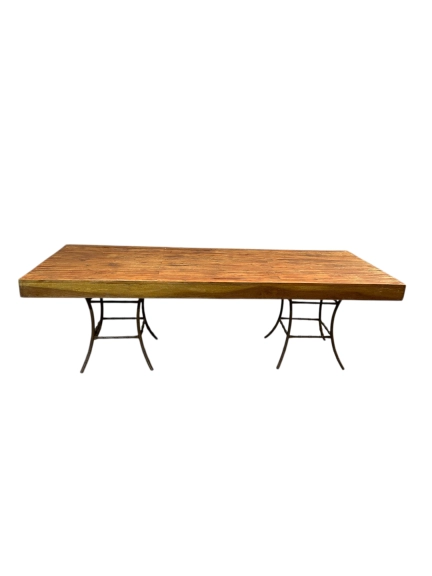 MESA PESCARA - RET. - BASE FERRO AÇO CORTEN - TAMPO MADEIRA ST Mob - Locações de mobiliário para eventos