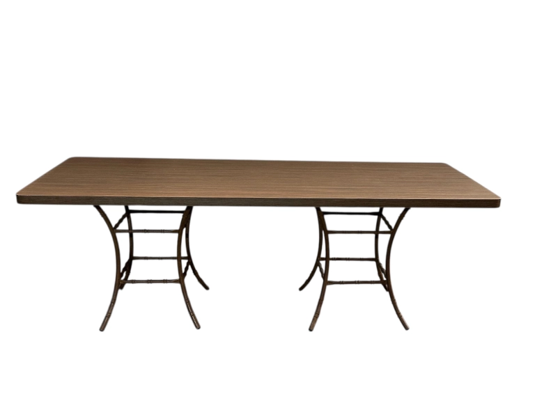 MESA SACILE - TAMPO MADEIRA - BASE AÇO CORTEN ST Mob - Locações de mobiliário para eventos