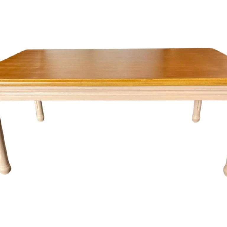 MESA ANNE  - CENTRO P  - TAMPO MADEIRA IMBUIA - BASE LACA PEACH FUZZ ST Mob - Locações de mobiliário para eventos