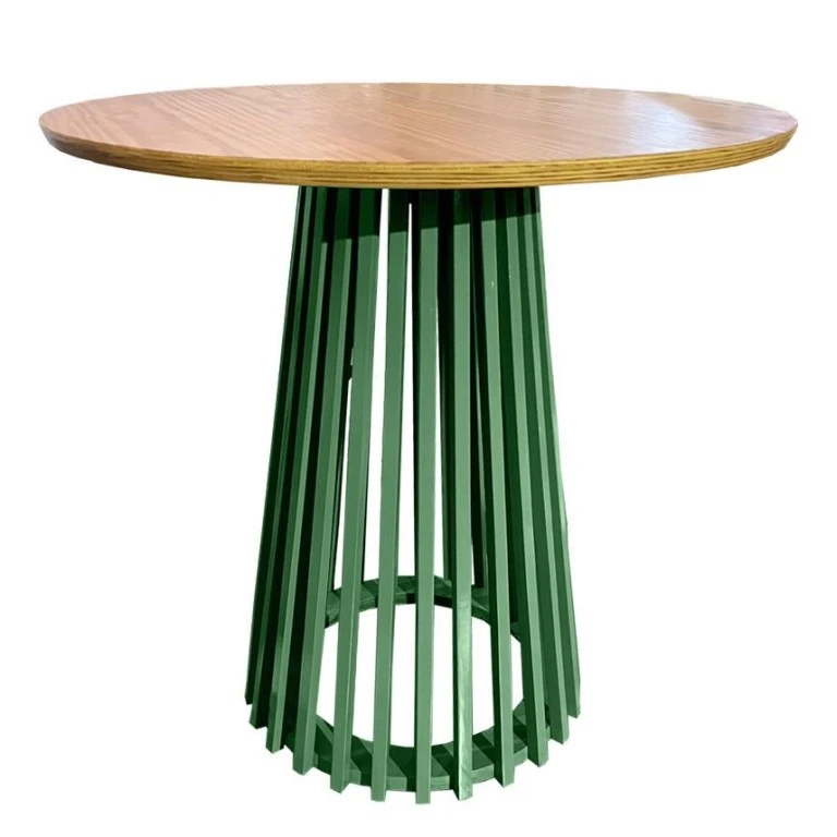 MESA ASTI - BISTRO BAIXA - BASE LACA VERDE - TAMPO MADEIRA MEL ST Mob - Locações de mobiliário para eventos
