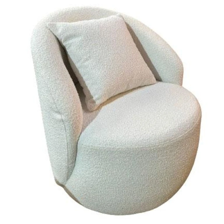 POLTRONA SARONNO - GIRATÓRIA - BOUCLÊ - OFF WHITE ST Mob - Locações de mobiliário para eventos