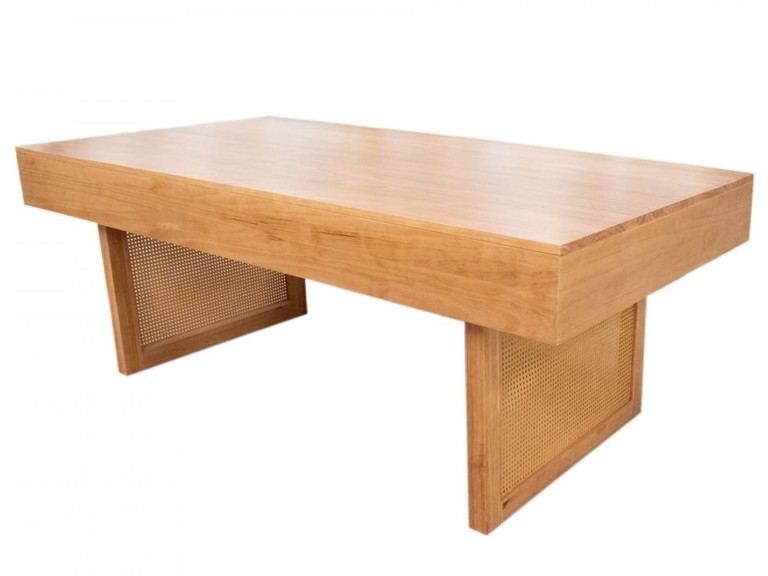 MESA BRÉSCIA - MADEIRA MEL - BASE EM PALHA NATURAL ST Mob - Locações de mobiliário para eventos