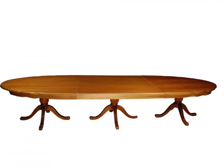 MESA FRANÇA - 4,5 m - OVAL - MADEIRA - IMBUIA ST Mob - Locações de mobiliário para eventos