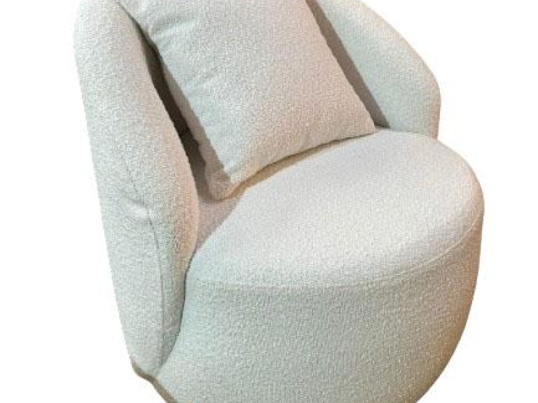 POLTRONA SARONNO - GIRATÓRIA - BOUCLÊ - OFF WHITE ST Mob - Locações de mobiliário para eventos