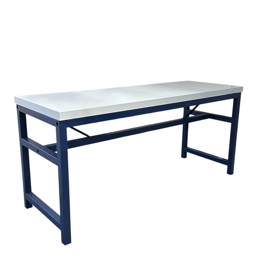 MESA LUGO - BISTRO COMUNITÁRIA ALTA - BASE FERRO AZUL - TAMPO AZUL ST Mob - Locações de mobiliário para eventos