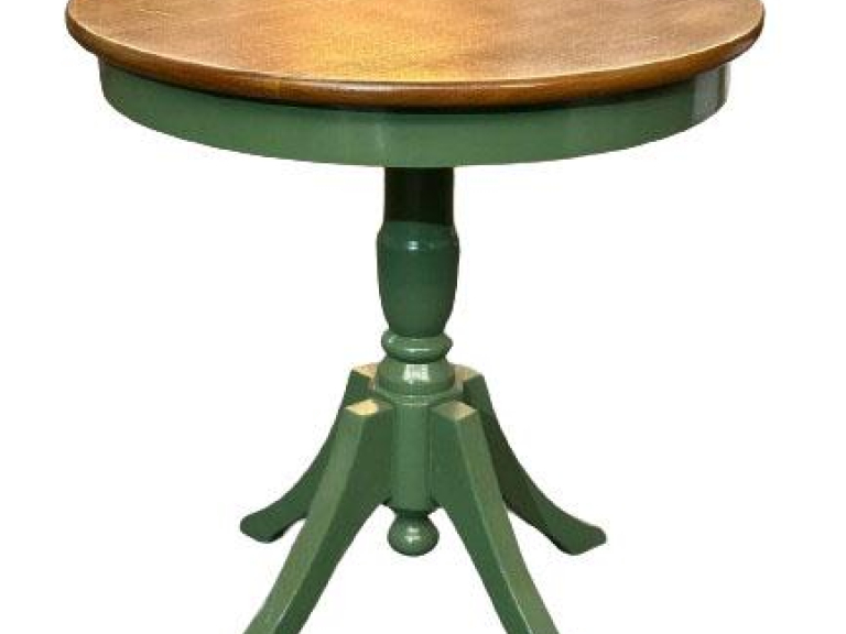 MESA MIRANO - BISTRO BAIXA - TAMPO IMBUIA - BASE LACA VERDE ESCURO ST Mob - Locações de mobiliário para eventos