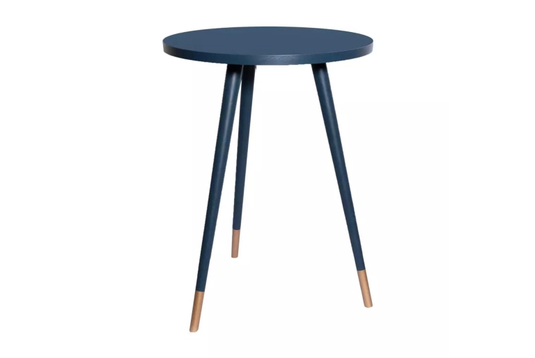 MESA MATERA - BISTRO ALTA  - MADEIRA - LACA AZUL ESCURO - DETALHE DOURADO ST Mob - Locações de mobiliário para eventos