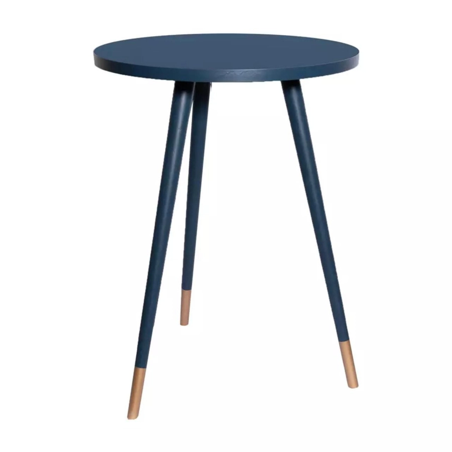 MESA MATERA - BISTRO ALTA  - MADEIRA - LACA AZUL ESCURO - DETALHE DOURADO ST Mob - Locações de mobiliário para eventos