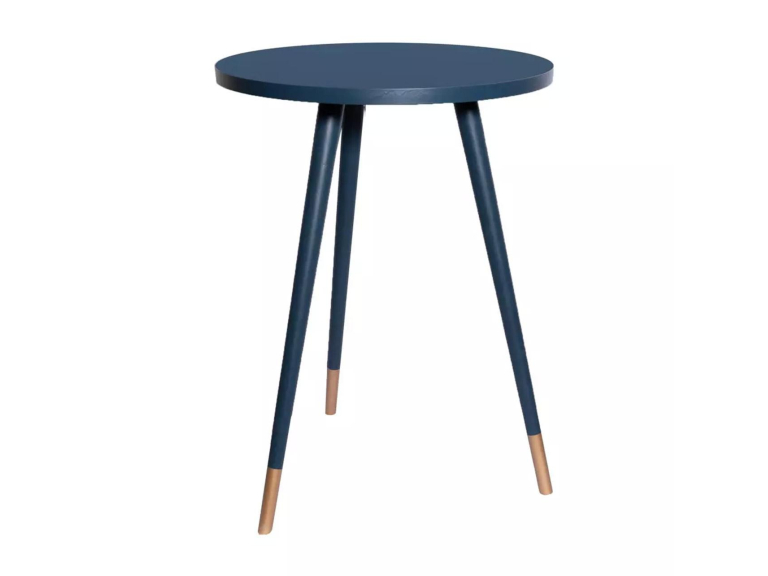 MESA MATERA - BISTRO ALTA - MADEIRA - LACA AZUL ESCURO - DETALHE DOURADO ST Mob - Locações de mobiliário para eventos