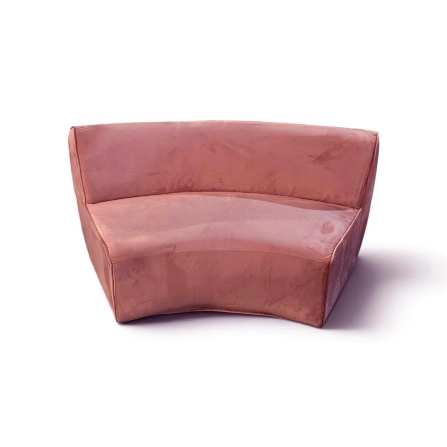 SOFÁ ALTAMURA - CURVO FECHADO - MODULAR - 1,70 -AVELUDADO ROSÊ ST Mob - Locações de mobiliário para eventos