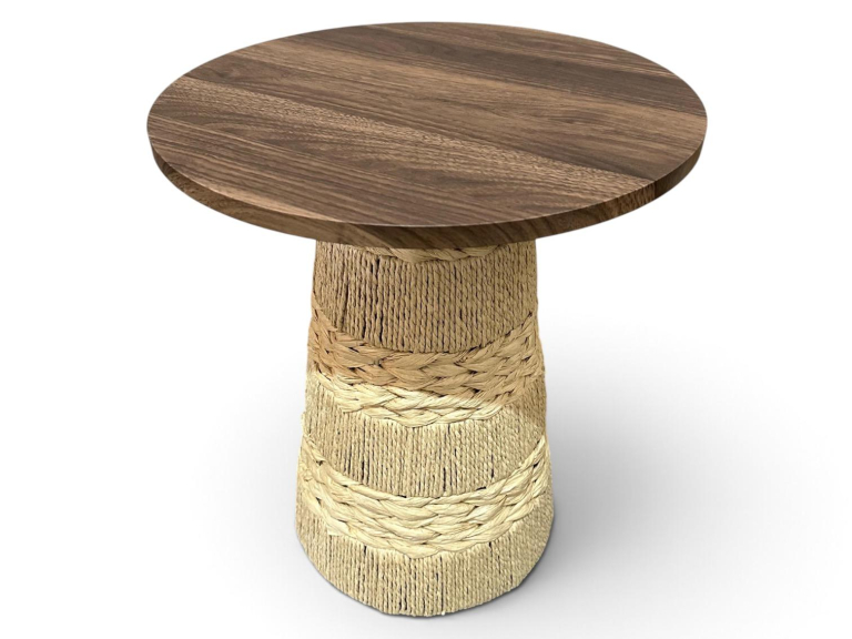 MESA MILAZZO - P - LATERAL - BASE FIBRA NATURAL BEGE E TAMPO FREIJÓ ST Mob - Locações de mobiliário para eventos