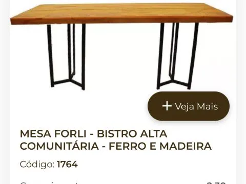 MESA FORLI - BISTRO ALTA COMUNITÁRIA - BASE FERRO PRETO -  TAMPO MADEIRA IMBUIA - 1 - ST Mob - Locações de mobiliário para eventos