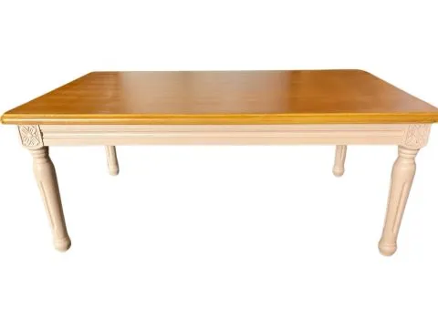 MESA ANNE P - CENTRO - TAMPO MADEIRA IMBUIA - BASE LACA PEACH FUZZ - 1 - ST Mob - Locações de mobiliário para eventos