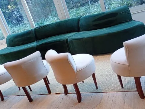 SOFÁ ALTAMURA - CURVO ABERTO - MODULAR - 1,70 - AVELUDADO - VERDE ESCURO - 6 - ST Mob - Locações de mobiliário para eventos