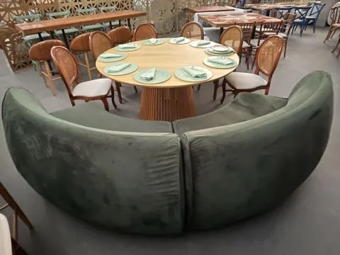 SOFÁ ALTAMURA - CURVO ABERTO - MODULAR - 1,70 - AVELUDADO - VERDE ESCURO - 1 - ST Mob - Locações de mobiliário para eventos