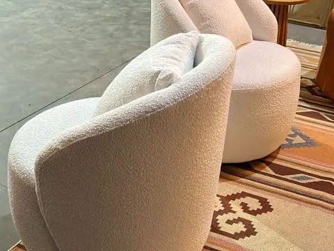 POLTRONA SARONNO - GIRATÓRIA - BOUCLÊ - OFF WHITE - 4 - ST Mob - Locações de mobiliário para eventos
