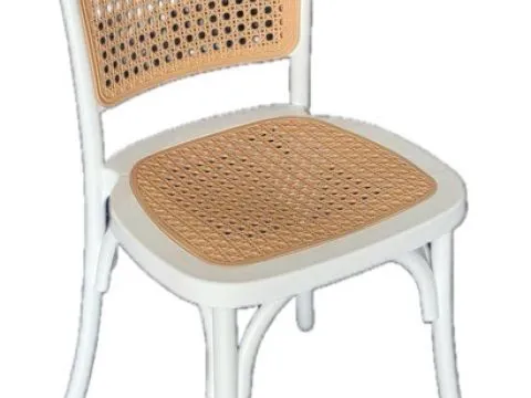 CADEIRA AMIS - ENCOSTO E ASSENTO TELINHA BEGE - POLIPROPILENO BRANCA - 2 - ST Mob - Locações de mobiliário para eventos