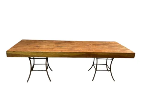 MESA PESCARA - RET. - BASE FERRO AÇO CORTEN - TAMPO MADEIRA - 4 - ST Mob - Locações de mobiliário para eventos